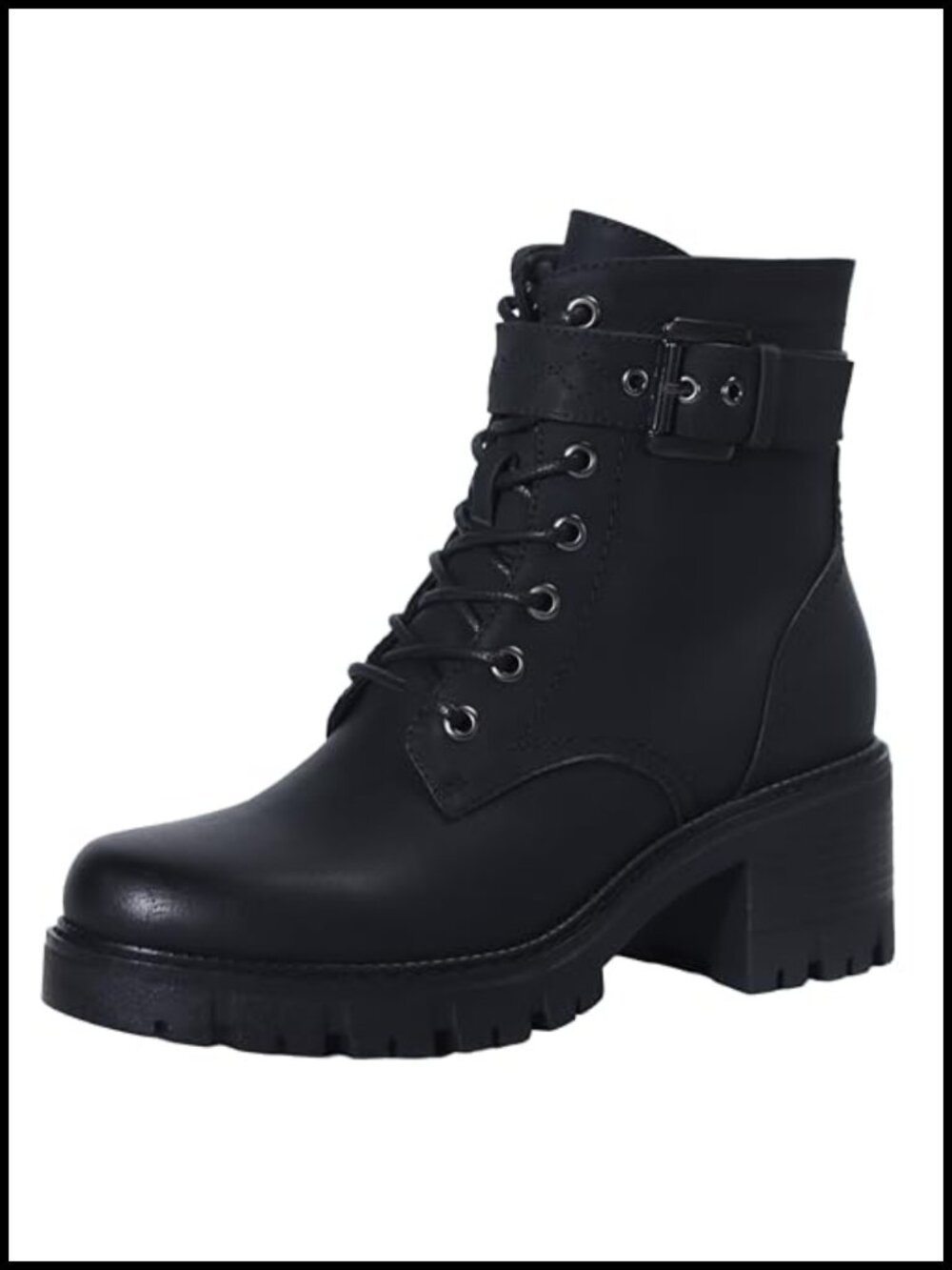 Classic Lace-Up Combat Boots with Side Zipper & Chunky Heel